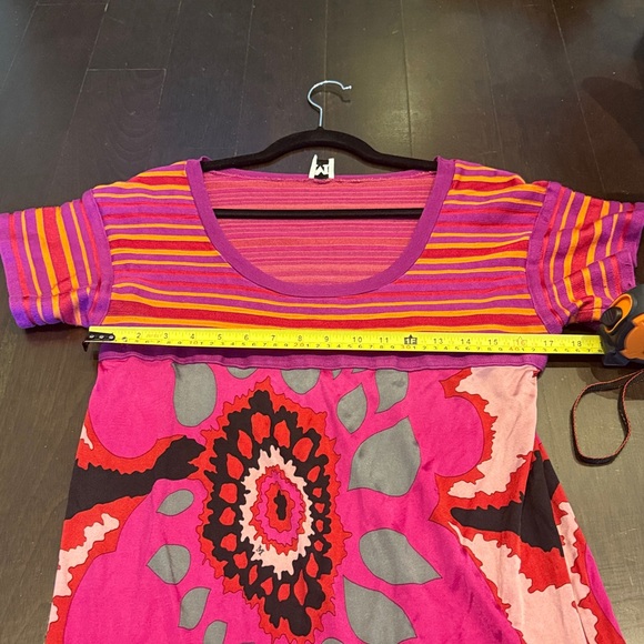 M by Missoni Pink and Red Striped Short Sleeve Top - Picture 7 of 8